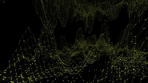 Abstract clean orange waving 3D grid or mesh as high tech background. Orange Stock Footage
