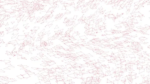 Abstract clean red waving 3D grid or mesh as nice backdrop. Red geometric Stock Footage 76032114
