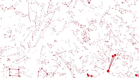 Abstract clean red waving 3D grid or mesh as poligonal environment. Red Stock Footage