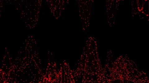 Abstract clean red waving 3D grid or mesh as cartoon background. Red geometric Stock Footage