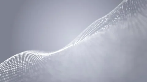 Abstract clean white and gray  digital dynamic particle waves with light Stock Footage 260400716