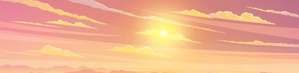 Abstract clear sky background sun shines with bright rays soft light effect Illustrazione stock