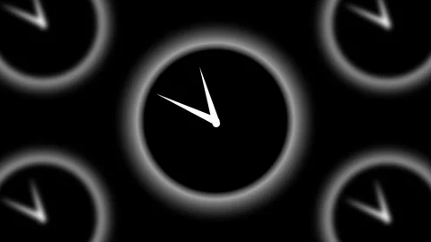 Abstract clock animation featuring white hands spinning rapidly against bla.. Stock Footage 336476079