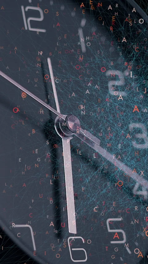 Abstract Clock Design Featuring Digital Elements, Numbers and a Unique Stock Footage 295432456