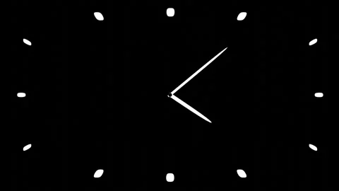 Abstract clock face with white glowing rotating hands on black background. 3d re Stock Footage 311359344