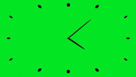 Abstract clock face with white glowing rotating hands on green background. 3d re Stock Footage 311359348