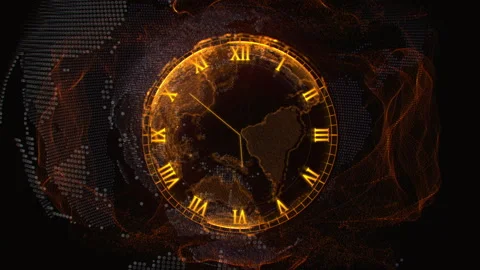 Abstract Clock in gold and orange Stock-Footage 240382867