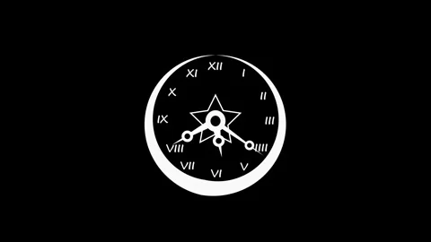 Abstract Clock with Star and Roman Numerals Animation Stock Footage 309886158