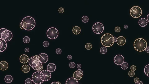Abstract clocks drift and rotate against a dark backdrop Stock-Footage 327337757