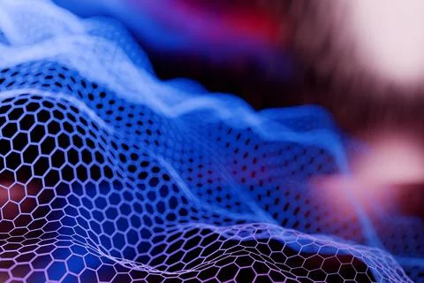 Abstract close-up of blue hexagonal mesh Illustrazione stock