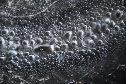Abstract close up circle air bubble in boiled water , trypophobia concept Stock Photos