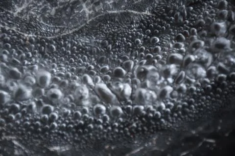 Abstract close up circle air bubble in boiled water , trypophobia concept Stock Photos