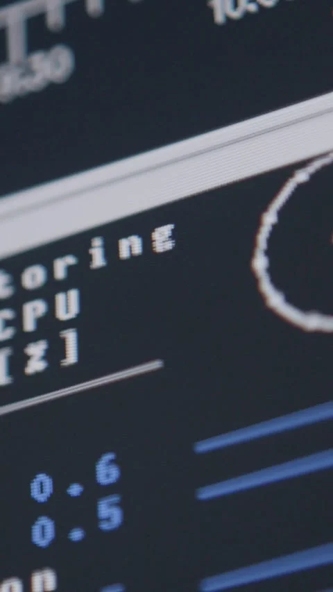 Abstract Close-Up of Code and Data on Dark Screen in Tech Environment Stock Footage 323154196