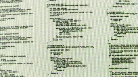 Abstract Close up of Computer Screen with Scrolling Green Code, White Background Stock Footage 219592951