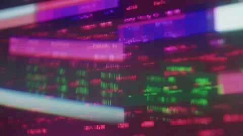 Abstract Close up of Distorted Glitching Computer Screen Being Attacked by Virus Video stock 219589324