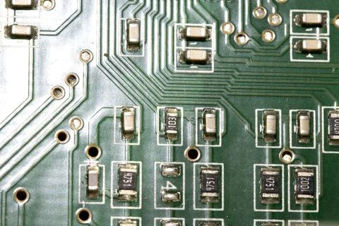 Abstract Close up of Electrical Computer Circuit for Background Stock Photos