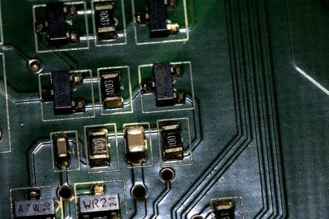 Abstract Close up of Electrical Computer Circuit for Background Foto stock
