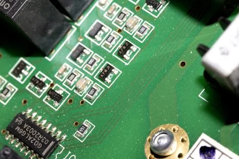 Abstract Close up of Electrical Computer Circuit for Background Foto stock