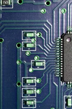 Abstract Close up of Electrical Computer Circuit for Background Stock Photos