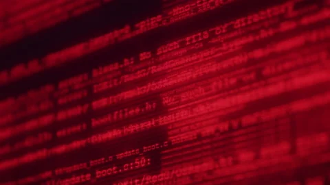Abstract Close up of Hacker Virus Cyber Attack Scrolling Across Computer Screen Video stock 219596288