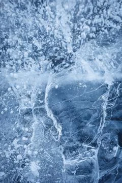 Abstract close-up of ice with air bubbles Stock Photos