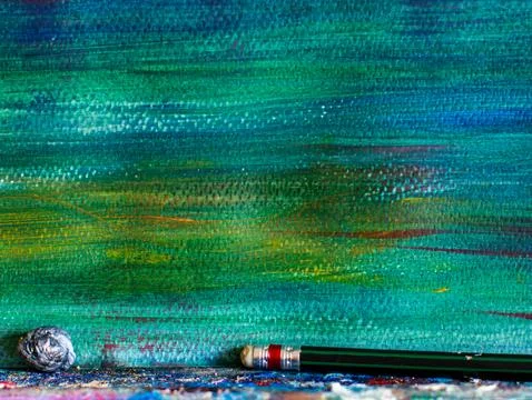 Abstract close-up macro texture of acrylic painting canvas surface with hor.. Stock Photos