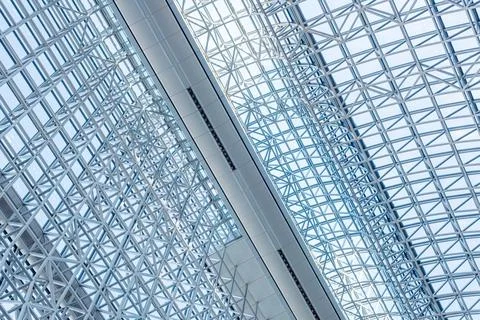 Abstract close up of modern interior architectural metal structure pattern Photos