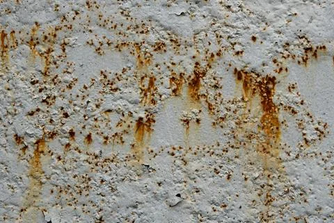 Abstract close-up of rust and aged paint on a corroded metal surface. Stock Photos