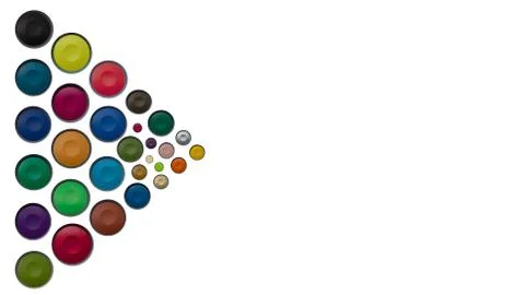 Abstract close up set of 29 multicolored watercolors in triangle shape on white Stock Photos