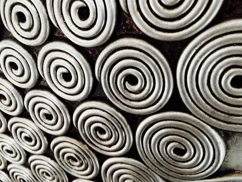 Abstract Close-Up of Spiral Patterns in Gray Material Stock Photos