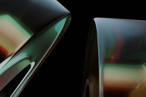 Abstract close-up of two curved, glossy structures reflecting ethereal teal.. Stock Illustration