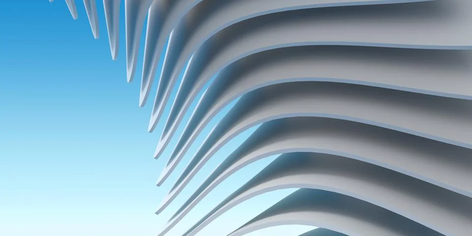 Abstract Close Up of White Sharp Geometric Fins - 3d Illustration Stock Illustration
