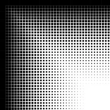 Abstract closeup of a circle with lines and squares as the halftone pattern. Illustrazione stock