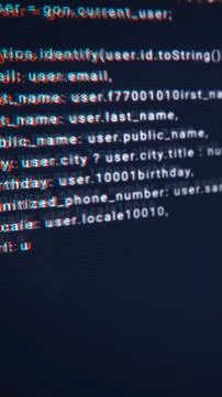 Abstract closeup of distorted digital programming code, cybersecurity and hac 스톡 일러스트