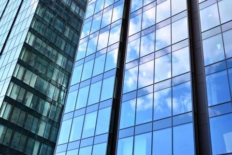 Abstract closeup of the glass-clad facade Stock Photos