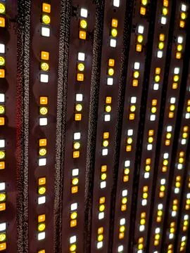 An abstract closeup of a RBG LED panel for lighting. Stock Photos