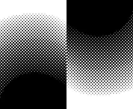 Abstract closeup of a wavy curve going through black and white halftones Stock Illustration