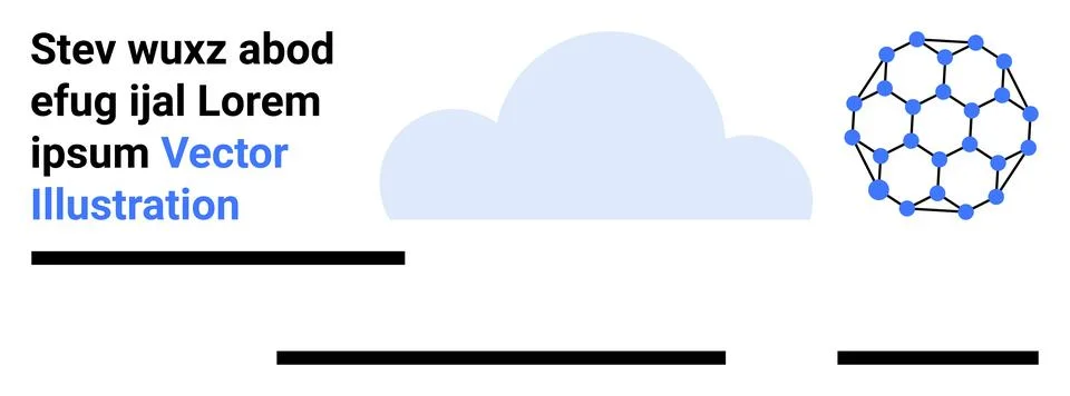 Abstract Cloud and Molecular Structure with Text and Lines in Minimal Design イラスト素材
