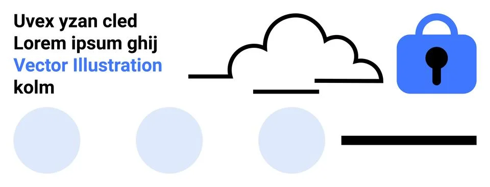 Abstract cloud and padlock design representing data security. Text, cloud, lo 스톡 일러스트