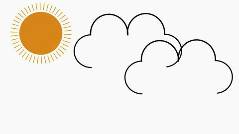 Abstract cloud and sun icon on white background illustration. 스톡 일러스트