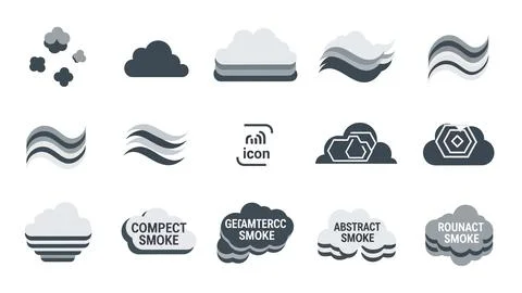Abstract cloud and weather smoke icons for graphic design projects. Illustrazione stock