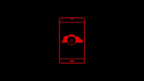 Abstract cloud arrow up icon with mobile phone isolated on background Stock Footage 263873448
