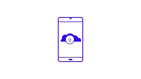 Abstract cloud arrow up icon with mobile phone isolated on background Stock Footage 263873453
