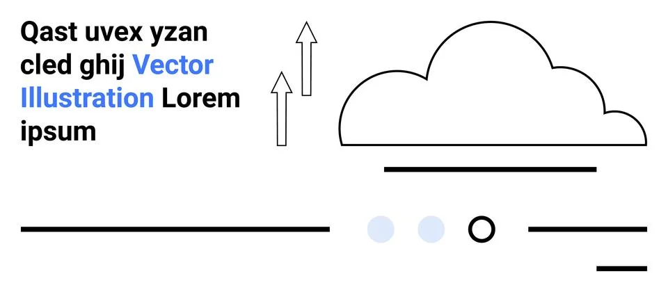 Abstract Cloud with Arrows and Text Elements in Modern Minimalist Design Stock Illustration