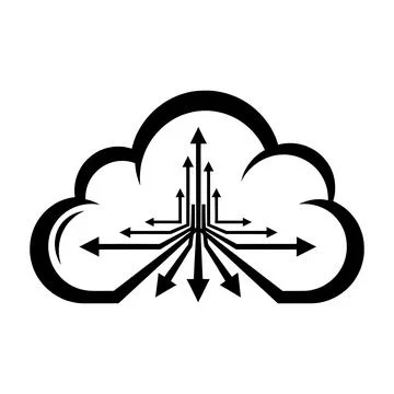 Abstract cloud with arrows symbolizing data flow and network connectivity Stock Illustration