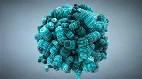 Abstract cloud with capsules; tablets; 3D rendering; stretched pixels texture Stock Illustration