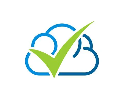 Abstract cloud with checked symbol inside Stock Illustration