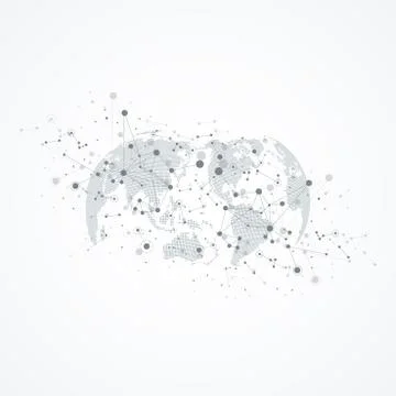 Abstract cloud computing background and networks concept with earth globes Stock Illustration