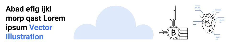 Abstract Cloud Computing with Blockchain and Medical Technology Symbols Stock Illustration