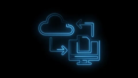 Abstract cloud computing concept with file transferring from computer glowi.. Stock Footage 309911974